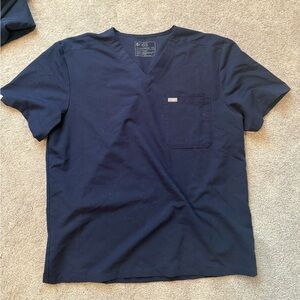 Figs Navy V-Neck Short Sleeve Tee